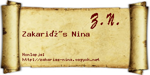 Zakariás Nina névjegykártya